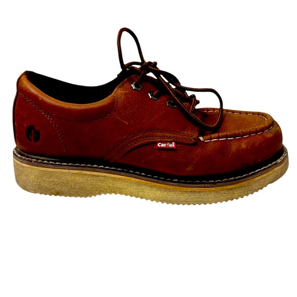 Cactus Light Brown Work Boots Size 9.5 Moc Toes 422M Soft Toe - Picture 1 of 10